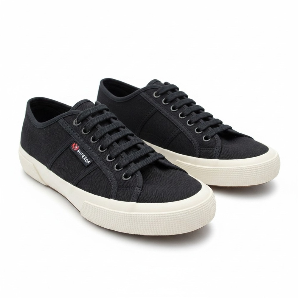 Superga 2750 Cotu‎ Classic Sneakers 9.5 Black Canvas Low Top Minimalist Casual